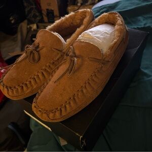 Coach Brown Suède Shearling Lines Moccasins,9.5D